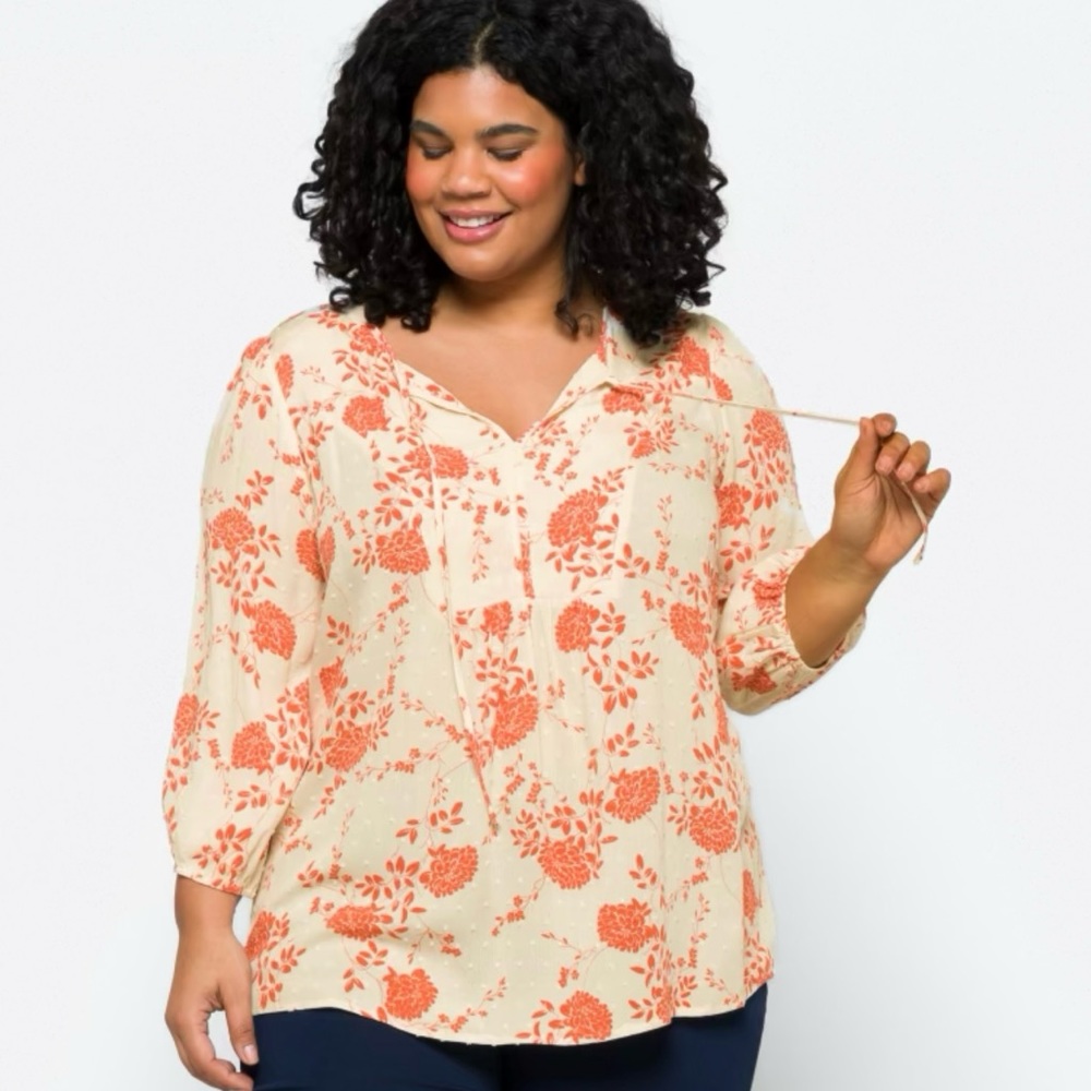 Papermoon Addley Clip Dot Top. Orange and cream. 2 XL